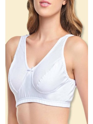Tutku Kadın Beyaz Büyük Beden Penye Kalın Askılı Büstiyer Sütyen 6'lı Ekonomik Paket-Beyaz-85