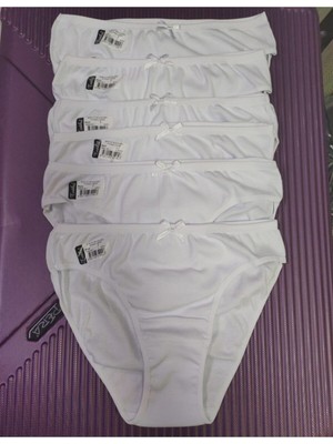 Tutku Kadın Beyaz İnce Bel Düz Bikini Külot 6 Adet Yumuşak Dokulu Rahat Tasarım Beyaz