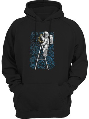 Widi Astronot Baskılı Siyah Sweatshirt