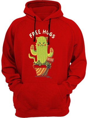 Widi Kaktüs Baskılı Kırmızı Sweatshirt