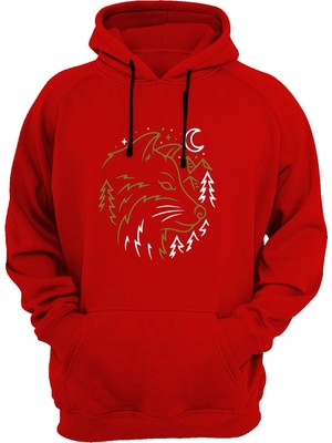 Widi Tilki Baskılı Kırmızı Sweatshirt