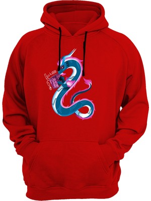 Widi Ejder Baskılı Kırmızı Sweatshirt