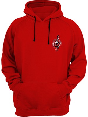 Widi Sol Anahtarı Baskılı Kırmızı Sweatshirt