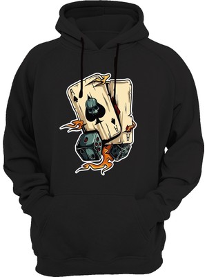 Widi Maça Baskılı Siyah Sweatshirt