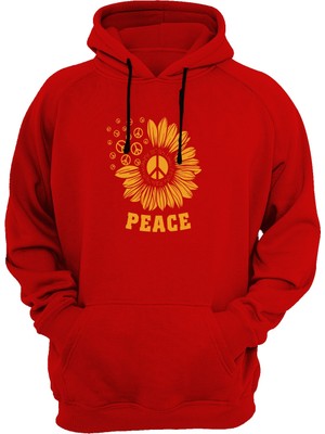 Widi Peace Baskılı Kırmızı Sweatshirt