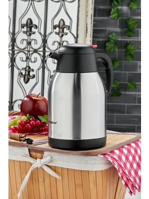 Cooker CKR2005 2 Litre Çelik Termos Sızdırmaz Kapak ile 12 Saat Sıcak 24 Saat Soğuk Tutma
