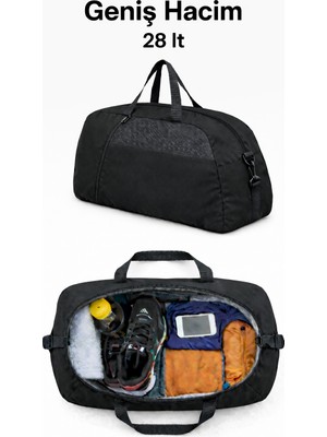 Büyük Boy Siyah Önü Cepli Ayarlanabilir Omuz Askılı El Seyahat Spor ÇANTASI-00831