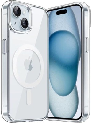 Darkom iPhone 15 Kılıf Magsafe Uyumlu Sert Pc Kristal Şeffaf Sararmayan Kamera Korumalı Lüks Kapak