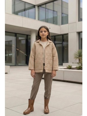 HC Kids Wear Kız Çocuk Trençkot Kapitone Yağmurluk