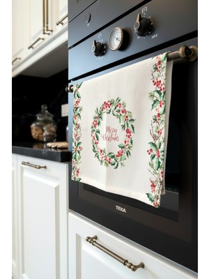 Cango Home Kırmızı Yeşil Yılbaşı Desenli Dijital Baskılı Fırın Örtüsü CGH799-F