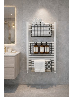 Karteya 3'lü Set 1.kalite Çok Amaçlı Dolap Içi Raf Düzenleyici Askılı Sepet Siyah