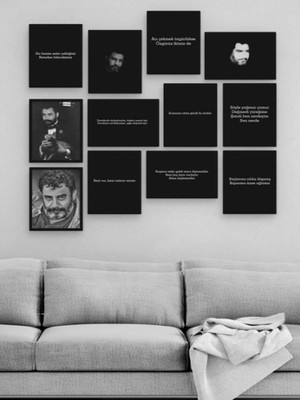 PremiumPort Ahşap Mdf Tablo, Ahmet Kaya Şarkı Sözleri, 12 Parça Dekorasyon Hediye