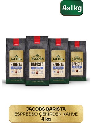Jacobs Barista Editions Espresso Çekirdek Kahve 1 kg x 4 Paket Baharatlı Lezzetli Menşei TR