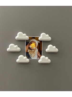 PremiumPort 6'lı Bulut Şekilli Magnet Seti, Buzdolabı Süsleri, Renkli Dekorasyon