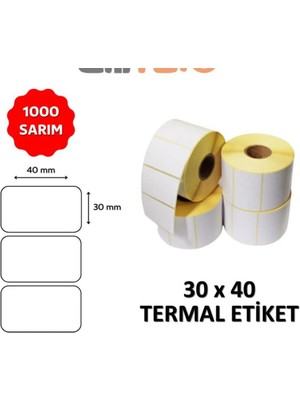 3EGROUP Termal Etiket 30X40 mm 1000 Lik Rulo