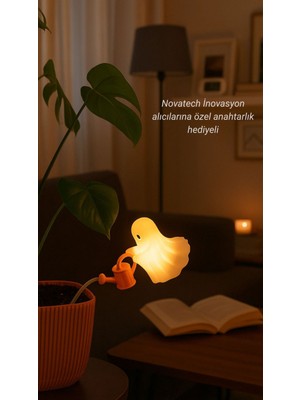 Novatech İnovasyon Bitki Sulayan Hayalet Dekoru Pilli Mum ile Kullanım Saksı Dekoru Ev Dekorasyonu Hediyelik