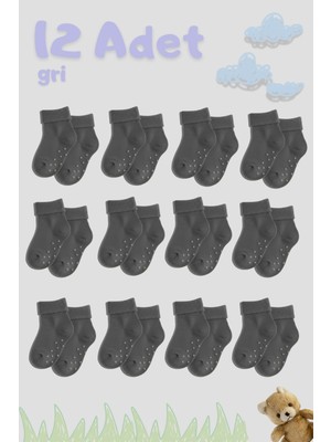 Cnt Erkek / Kız Bebek Kaydırmaz Pamuklu Yumuşak Çorap – 12’li Paket