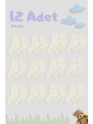Cnt Erkek / Kız Bebek Kaydırmaz Pamuklu Yumuşak Çorap – 12’li Paket