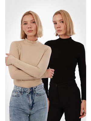 Yade Fashion Kadın Uzun Kol Body 2’li Set