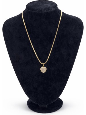 Pangu Taşlı Kalp Figürlü Çelik Kolye