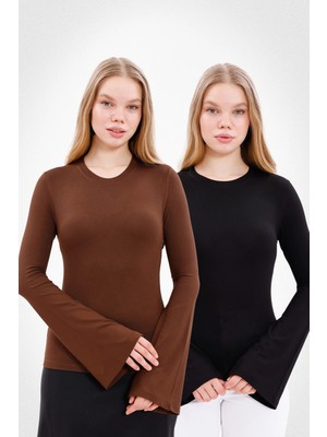 Yade Fashion Kadın Ispanyol Kol Body 2’li Set