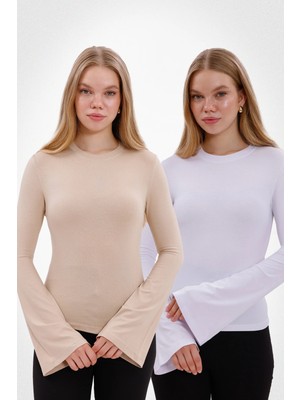 Yade Fashion Kadın Ispanyol Kol Body 2’li Set