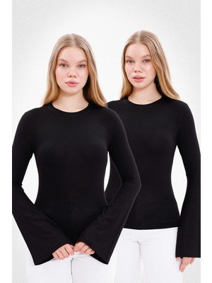 Yade Fashion Kadın Ispanyol Kol Body 2’li Set