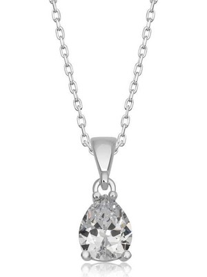 Özcömert Silver Gümüş Damla Zirkon Taşlı Kadın Kolye