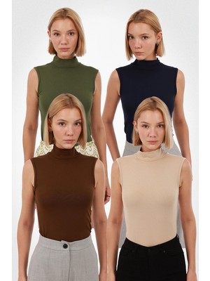 Yade Fashion Kadın Kolsuz Bluz 4’lü Set