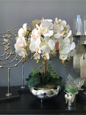 PremiumPort Yapay Islak Lateks Dokulu Orkide Aranjmanı, Şık ve Doğal Görünümle.