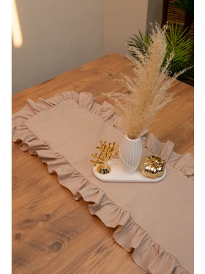 PremiumPort Fırfırlı Bej Dekoratif Perde 40X110 Cm, Şık ve Zarif Tasarım