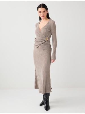 Jimmy Key Vizon Normal Bel Rahat Kesim Midi Örme Etek