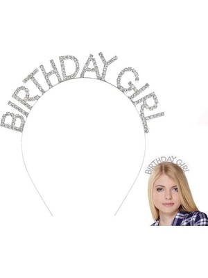 Ett Gümüş Kristal Taşlı Birthday Girl Doğum Günü Tacı Ithal Ürün A Kalite 17X16 cm