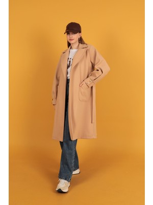 buğrahayalin Örme Kaşe Kadın Kaban-Somon