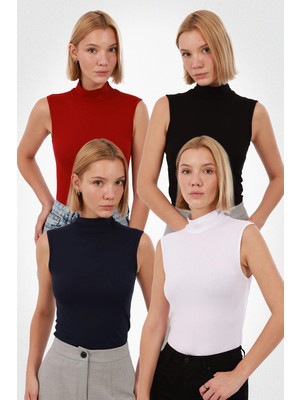 Yade Fashion Kadın Kolsuz Bluz 4’lü Set