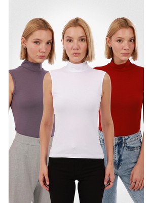 Yade Fashion Kadın Kolsuz Bluz 3’lü Set