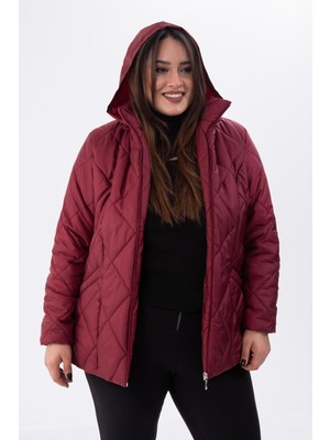 Roxxlen Büyük Beden Kadın Kapitone Kısa Mont