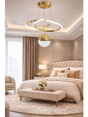 Lamira Aydınlatma Modern Lüks Salon Model Ledlı 3 Renk Gold Sarkıt Avıze