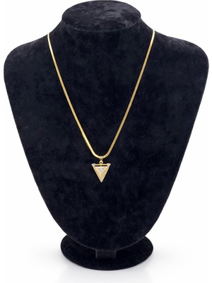 Pangu Altın Renk Üçgen Figürlü Çelik Kolye