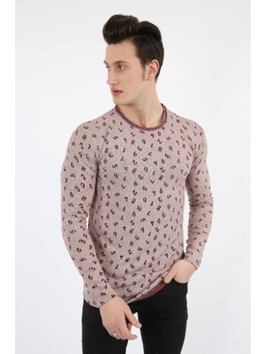 buğrahayalin Rakam Baskılı Sıfır Yaka Erkek Günlük Sweatshirt