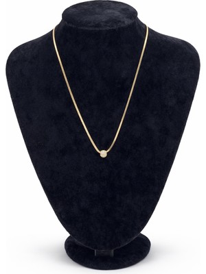 Pangu Minimal Tek Taşlı Top Çelik Kolye