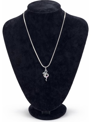 Pangu Taşlı Yılan Figürlü Çelik Kolye