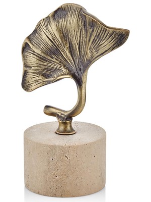 PremiumPort Ginkgo Bronz Traverten Dekoratif Evza Mermer Kaide 15X9X21 cm