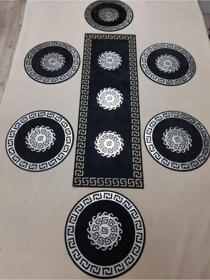 PremiumPort Kadife 7 Parça Amerikan Servis ve Masa Örtüsü Takımı, Şık ve Zarif Görünüm