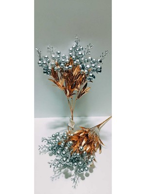 PremiumPort Yapay Gümüş Gold Renk Kokina Çiçeği, 33 Cm, 5 Dallı, Gerçek Ebat
