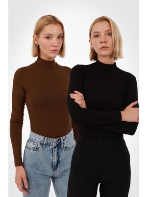 Yade Fashion Kadın Uzun Kol Body 2’li Set