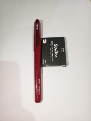 Şimşek Kırtasiye Primeo Dolmakalem M Uç Bordo Renk+6lı Siyah Kartuş