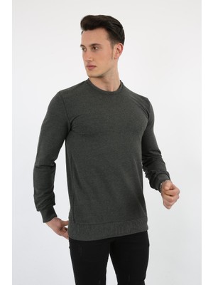 buğrahayalin Iki Iplik Düz Sıfır Yaka Erkek Günlük Sweatshirt