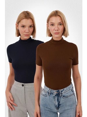 Yade Fashion Kadın Kısa Kol Bluz 2\'li Set