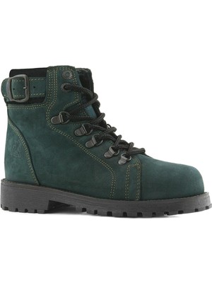 Rakerplus Griffon Hakiki Deri Yeşil Fermuarlı Kışlık Çocuk Bot